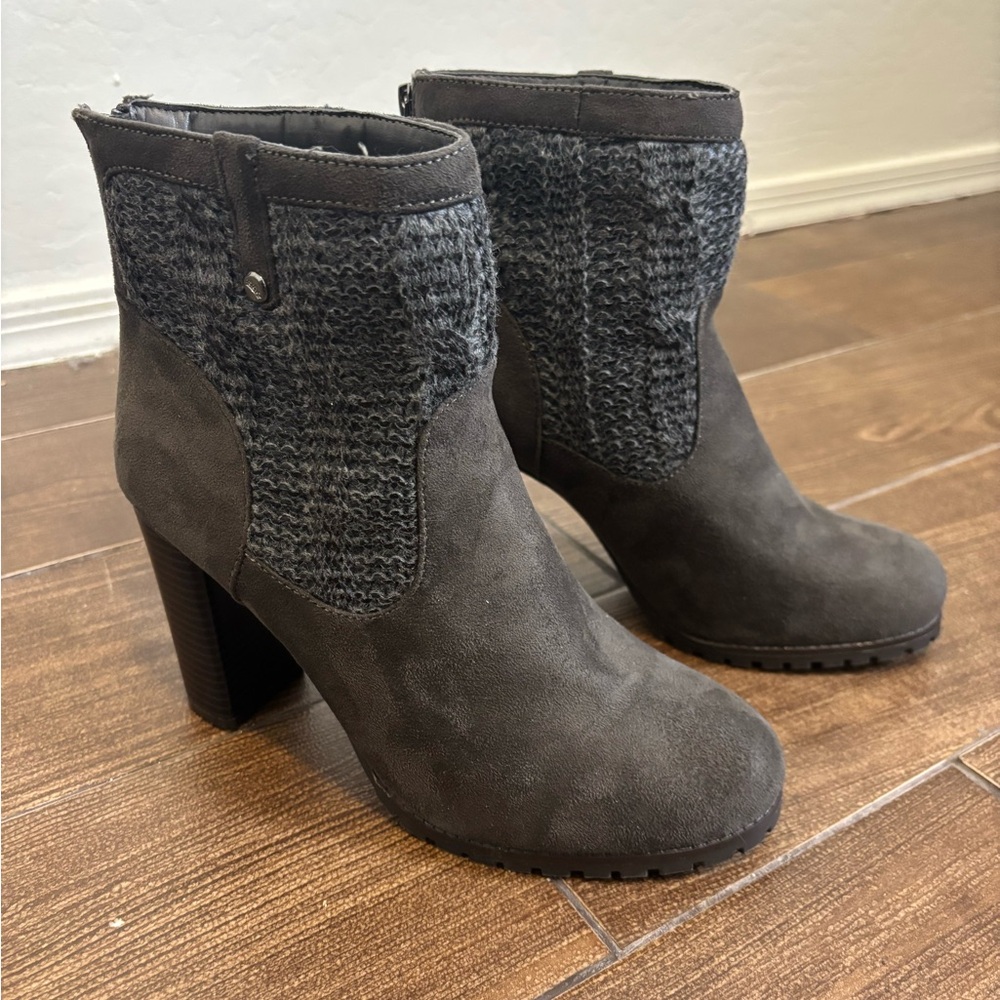 NWOT JUICY COUTURE LUPIA BOOTIES GRAY & BROWN SIZE 8.5
